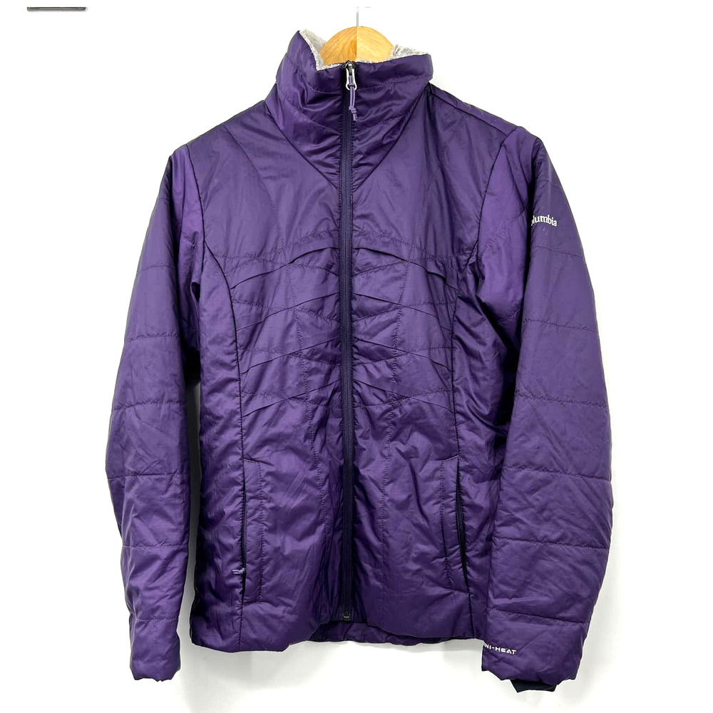 Columbia Omni Coat Heat Full Zip Rain Long Sleeve Blue Size Small Womens